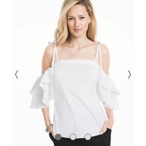 WHBM Ruffled Cold Shoulder Top